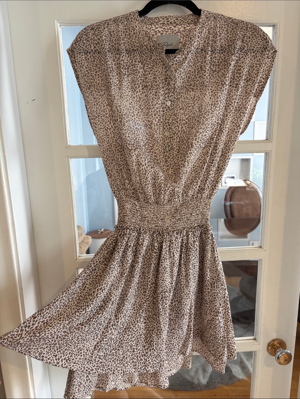 Rails Karla Leopard Print Linen Blend Smocked Mini Dress – XS
